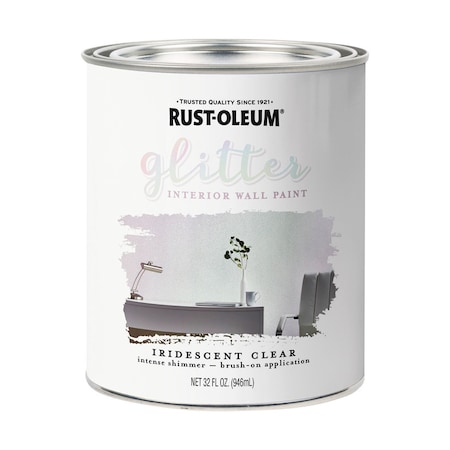 Specialty Rust-Oleum Specialty Satin Iridescent Clear Water-Based Glitter Interior Wall Paint Interior 28 oz 323860